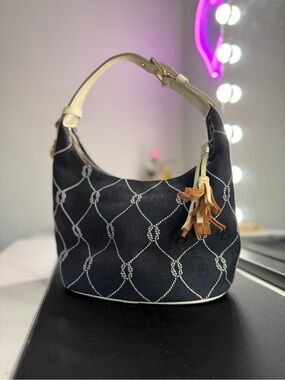 Dooney & Bourke Nautical Rope Monogram Small Women's Purse Hobo Bag Blue/black